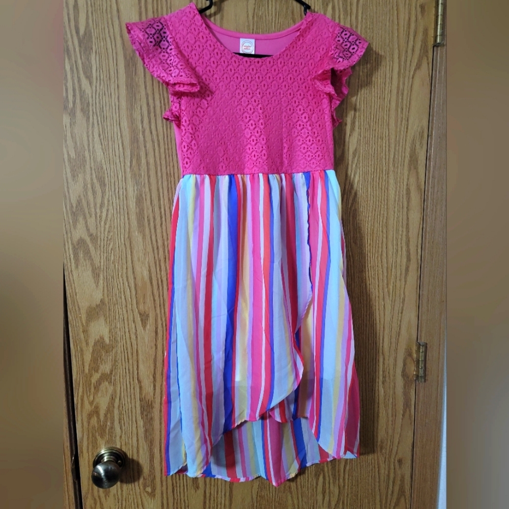 Wonder Nation Girls Size 10/12 Pink dress with Stripes